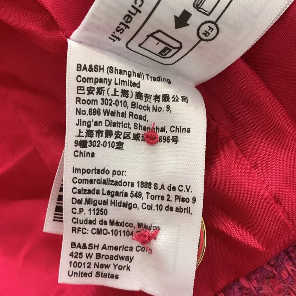 BA&SH BRITTANY JACKET PINK Textured Suit Jacket size L/3-Cropped Jacket - Picture 6 of 12